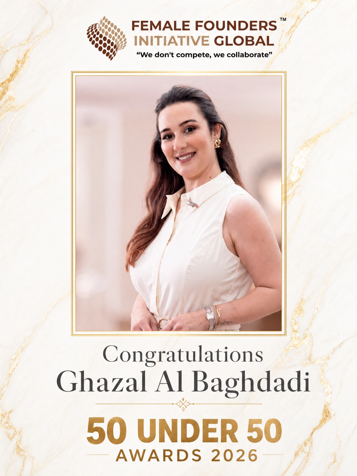 غزل البغدادي — ضمن قائمة 50 تحت الـ50 لعام 2026